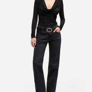 7 For All Mankind Women's Black Straight Leg Jeans